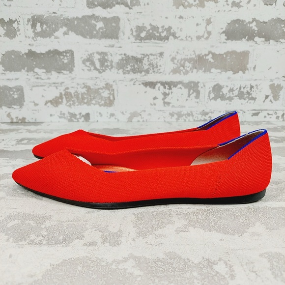 Rothy's | Shoes | New Rothys The Flat Red Knit Pointy Toe Slip On ...